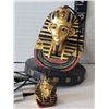 Image 4 : Egyptian pharaoh King Tut bust, bronze look figurine & wind chime