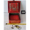 Image 1 : Vintage Camel leather Egyptian Pharaoh King Tut trinket Box with key chain & sphinx magnet.