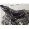 Image 3 : Thorn Arts sea lion sculpture made from an unusual swirled stone material. Canada.