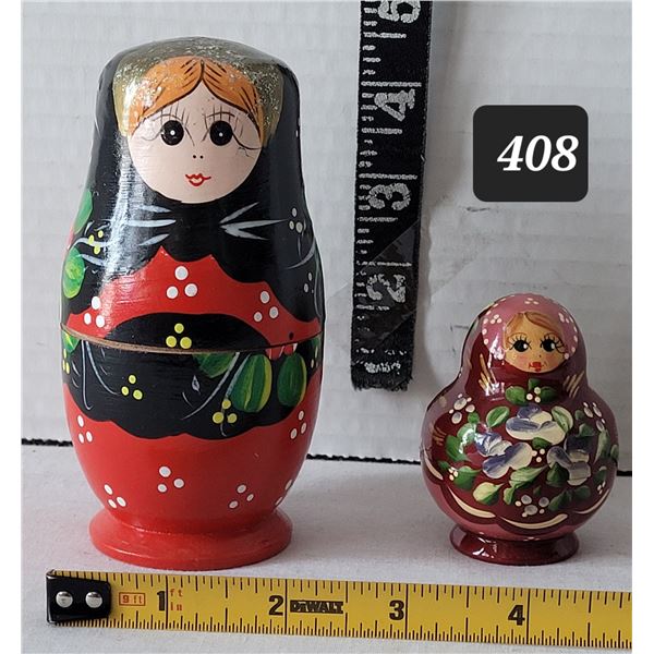 Vtg. Russian & Ukrainian 5 piece Matryoshka nesting dolls. Wood & hand painted.