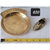 Image 1 : Vtg. Solid small brass shoe ashtray & pocket change dish.