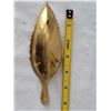 Image 2 : Mid century etched brass leaf bowl with legs. India