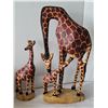 Image 2 : Hand carved & painted wooden Giraffe figures & african tote.
