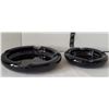 Image 2 : Vtg black/ amber smoke stand ashtrays