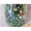 Image 2 : Large jar of assorted colors & size marbles.
