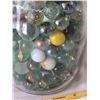 Image 4 : Large jar of assorted colors & size marbles.
