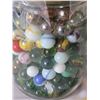 Image 5 : Large jar of assorted colors & size marbles.