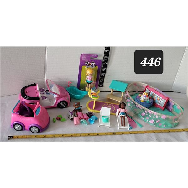 Polly Pocket dolls, cars & accessories.