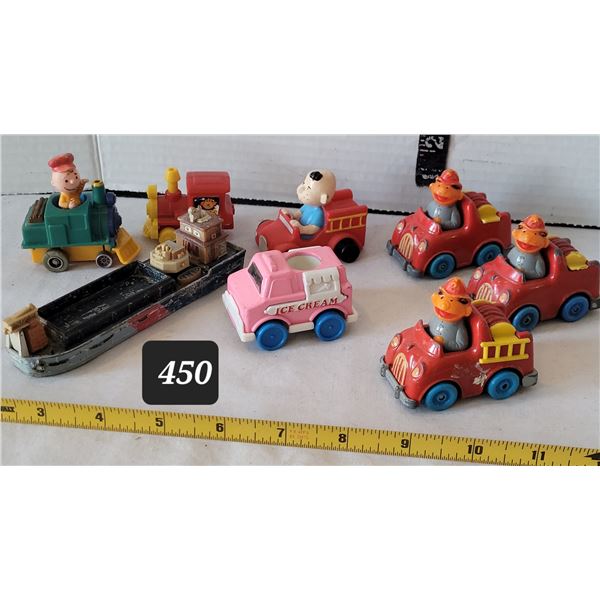 1981 Hasbro, Muppet Ernie in diecast fire truck (3). Ertl tugboat Hong Kong, & more.