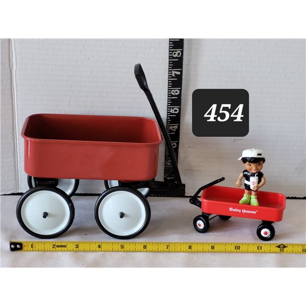 Small metal toy wagon & Dairy Queen Radio Flyer advertising wagon & figure.