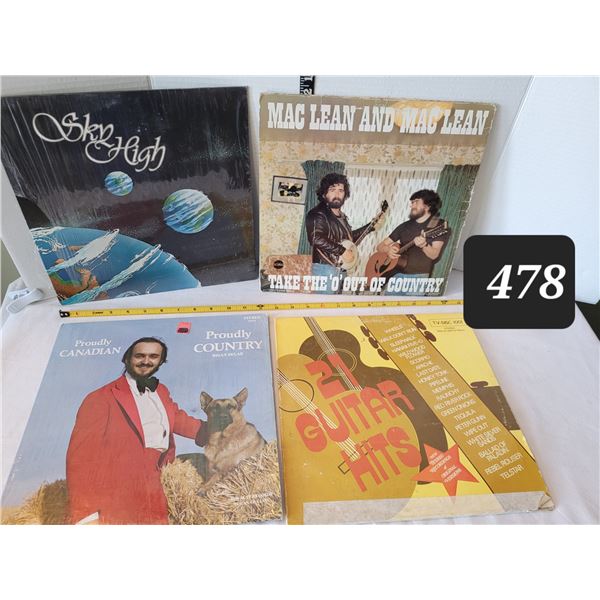 Vtg. LP records. Sky High, MacLean & MacLean, Brian Sklar & 21 guitar Hits.