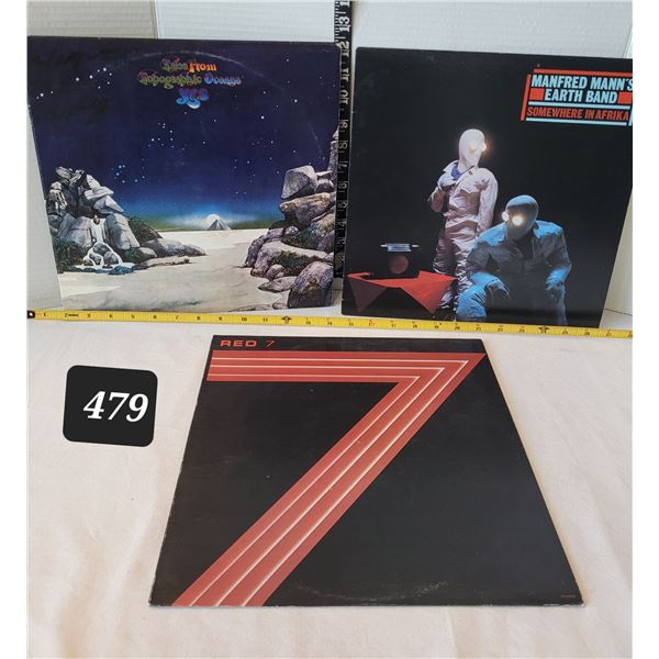 Vtg, LP records. Yes, Manfred Man's Earth Band & Red.