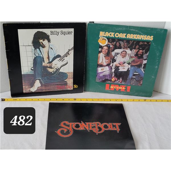 Vtg. LP records. Billy Squire, Black Oak Arkansas, Stone Bolt.