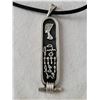 Image 2 : Vtg. 925 silver Egyptian “Nefertiti” cartouche pendant on 24” nylon cord.
