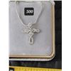 Image 1 : .925 silver fancy cross on 22” snake chain.
