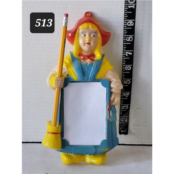 1920's-1940's Reliable hard plastic, Dutch Girl kitchen reminder.