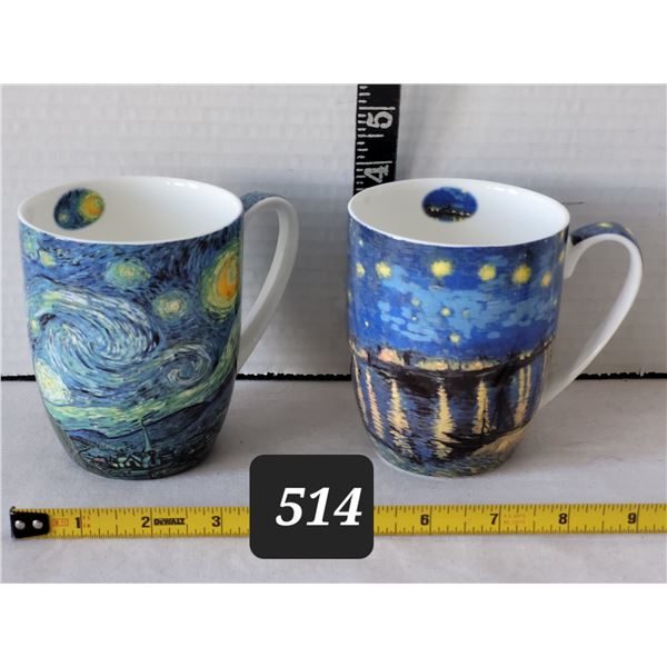 Vincent Van Gogh “Starry Nights” bone china . Set of 2 mugs.