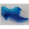 Image 3 : Vtg. Fenton art glass, cobalt blue, hobnail cat head slipper/ shoe.
