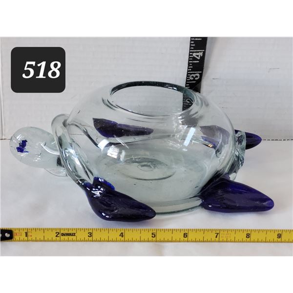 Murano style art glass hand blown turtle bowl.