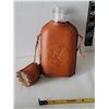 Image 4 : Leather covered flask, stamped with buck head & snowflake. Resin Deer art.