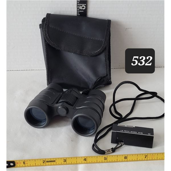 Foster Grant binoculars & case with Petit 3X15 scope.