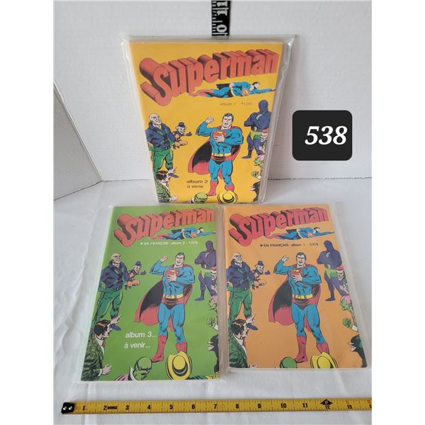 Late 1970's French Superman comics. Albums 1-3 all in protective sleeves.