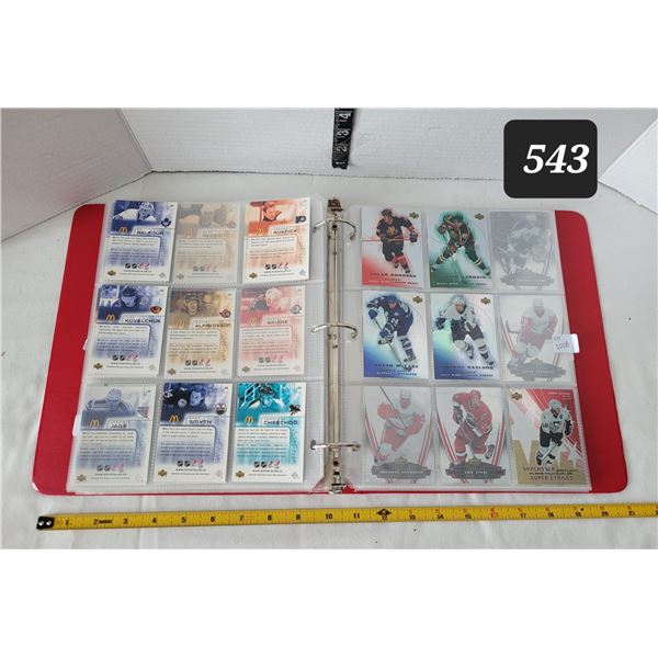 Hockey card binder. McDonalds Upper Deck cards. 1994 Be a Player, '93 3D, '98 Ice. 2005 -2009
