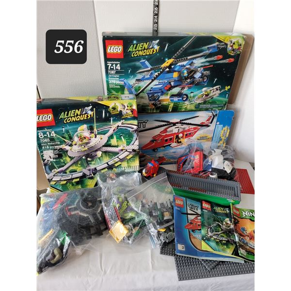 3 boxes of Lego from multiple sets ,including instruction books. None complete.