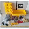 Image 1 : Lego storage brick containing bags of coloured lego bricks & specialty pieces.