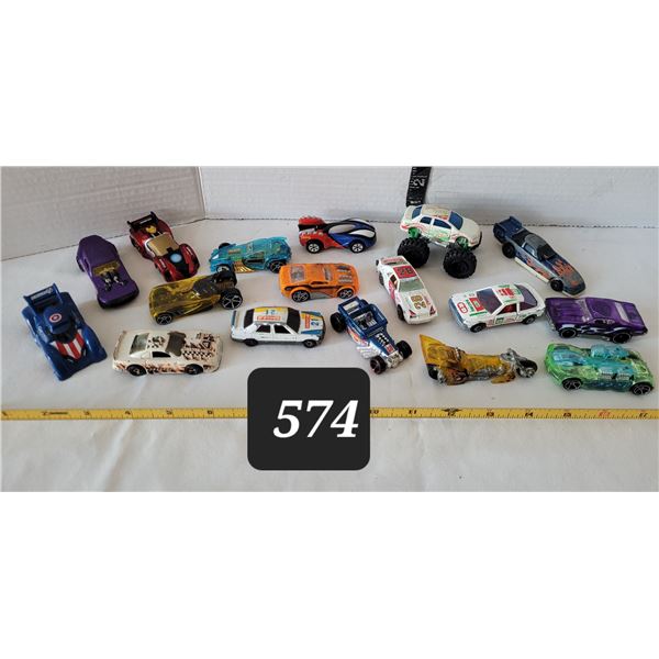Group of small vintage diecast cars, including Hot wheels & Matchbox.