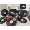 Image 1 : Antique to vintage Edison 78rpm records of various thickness, 1/4” & under. Some are vinyl 