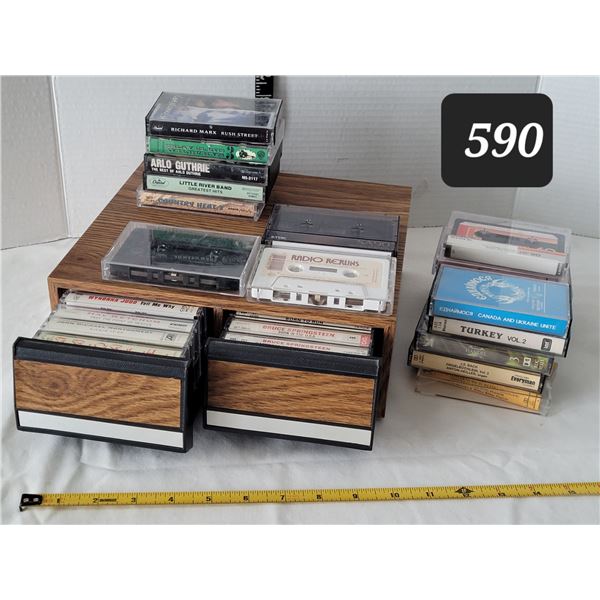 1970's Cassette case with drawers full of tapes. Various artists.