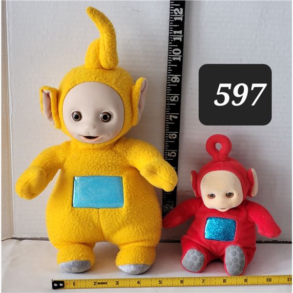 1998 vintage yellow & red plush Teletubies. Hasbro/ Playskool.