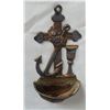 Image 3 : Vintage Christian Holy water stoup. Metal, wall mounted, cross, anchor & chalice. Made in Japan.