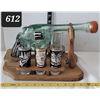 Image 1 : Tequila revolver bottle , 6 shot glasses in wooden stand.(Mexico)