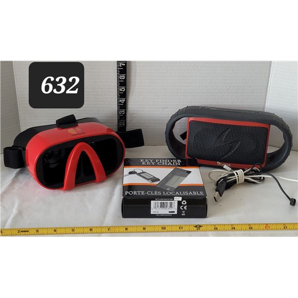 Abacus smart phone virtual reality headset. Ecoxgear waterproof blue tooth speaker & New in box key 