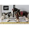 Image 1 : Ceramic clydesdale horses complete with full work Harness.Repaired cracks