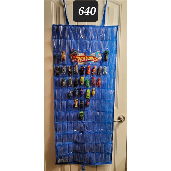 Hot Wheels roll up, over the door car storage & 27 cars. 120 pockets for cars.