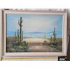 Image 1 : Framed desert landscape. Original oil painting by H. Tomavo  29X 41”