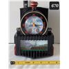 Image 1 : Vtg. All Aboard Quartz Train alarm clock with sound, lights & running sight screen.