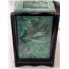 Image 6 : Vintage bakelite Jade green marbled 3 drawer Jewelry box with black Dragon pulls. Asian carved pagod