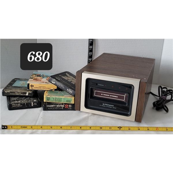 Pioneer 8-Track stereo deck player & tapes.Works