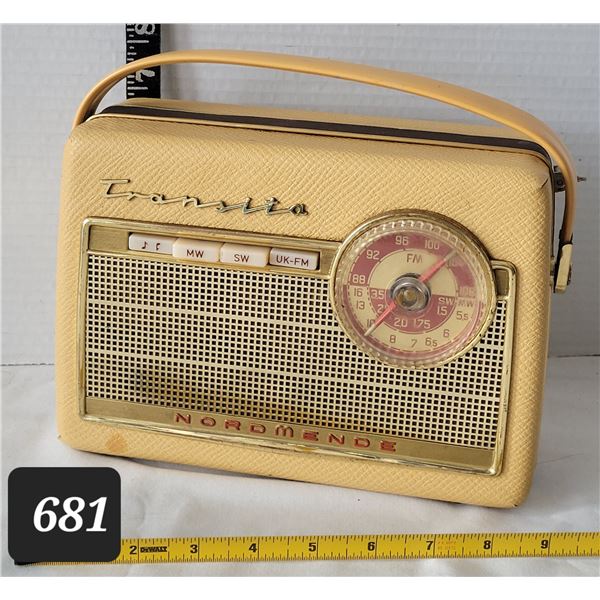 Highly sought Mid century Transita Normende portable radio. AM/FM & shortwave bands. Made in Western