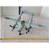 Image 2 : Vtg. P-38, Lightning style, light blue tin metal military airplane.