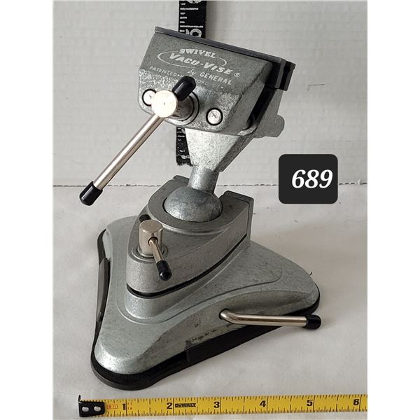 Vacu-vise swivel bench vise. Portable, suction base & multi angle swivel.