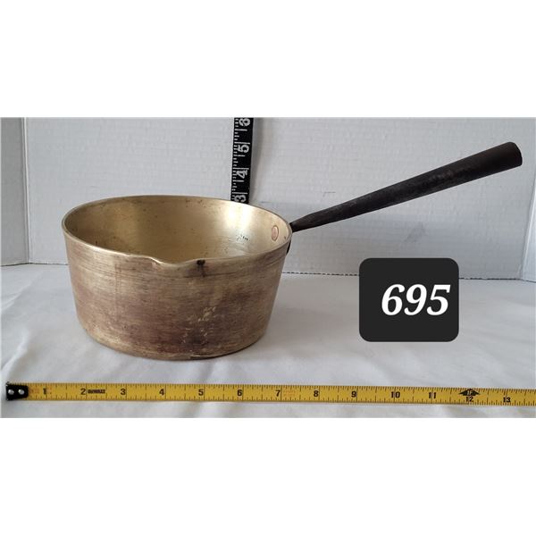 Antique heavy brass, copper rivet, preservatives cook pot.
