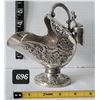 Image 1 : Vtg. Silver plated sugar scuttle/ salt cellar bowl. Has raised floral pattern & removable scoop.(Ita