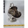 Image 2 : Vtg. Silver plated sugar scuttle/ salt cellar bowl. Has raised floral pattern & removable scoop.(Ita