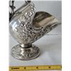 Image 4 : Vtg. Silver plated sugar scuttle/ salt cellar bowl. Has raised floral pattern & removable scoop.(Ita