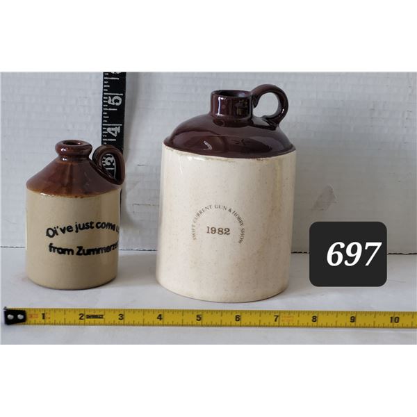 Small pottery cider jugs